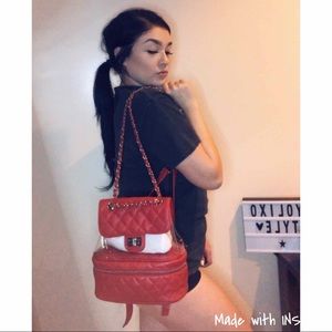 Like Dreams red quilted chain backpack